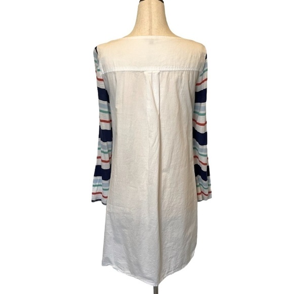 Splendid White Multicolor Striped Multi Fabric Long Sleeve Roll Tab Top Size S - Picture 4 of 10